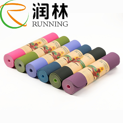 Su misura stampando yoga Mat Single Color del TPE 6mm per forma fisica